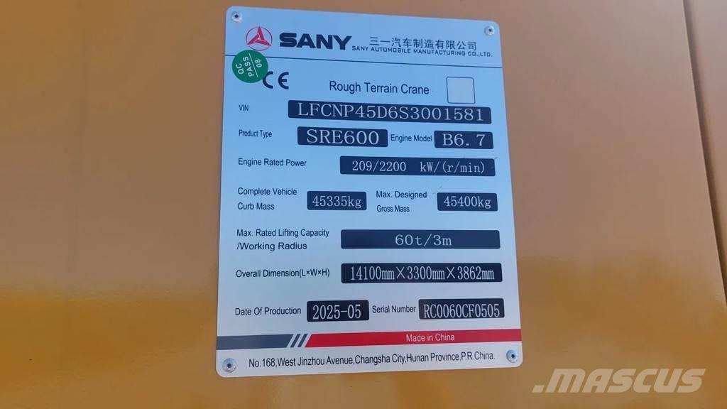 Sany SRE600 Neapdoroto reljefo kranai
