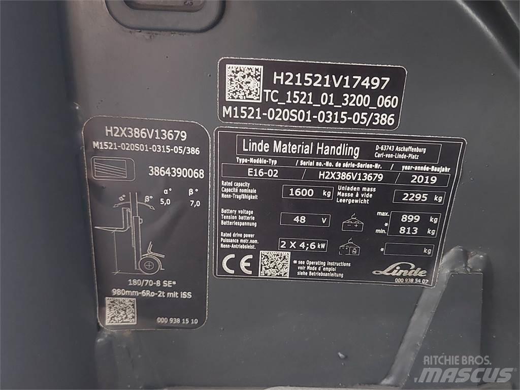 Linde E16 02 Elektriniai šakiniai krautuvai