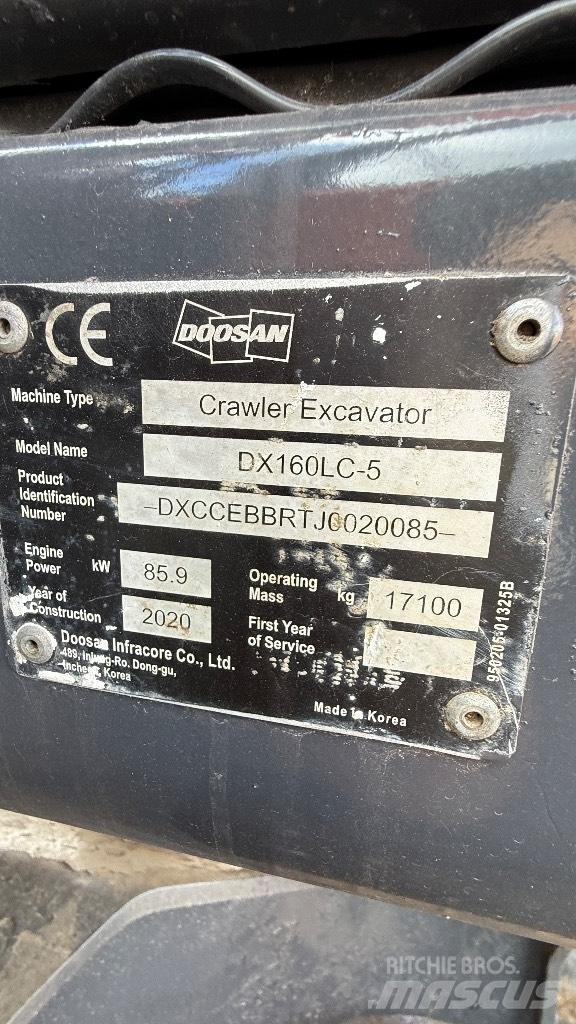 Doosan DX160LC-5 Vikšriniai ekskavatoriai