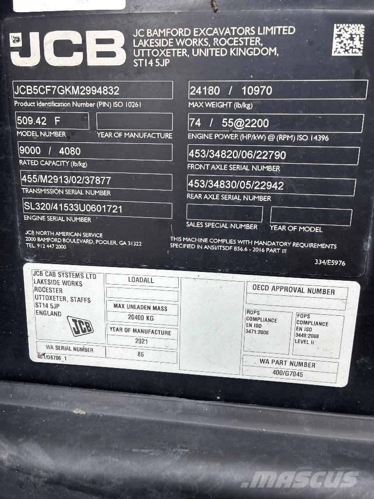 JCB 509-42 Teleskopiniai krautuvai