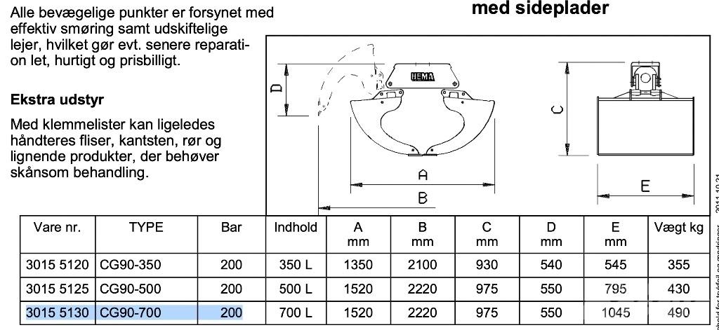 Hema HU90-700 Krovinių kėlimo priedai