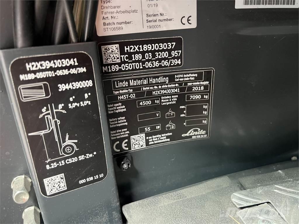 Linde H45T-02 LPG (dujiniai) krautuvai