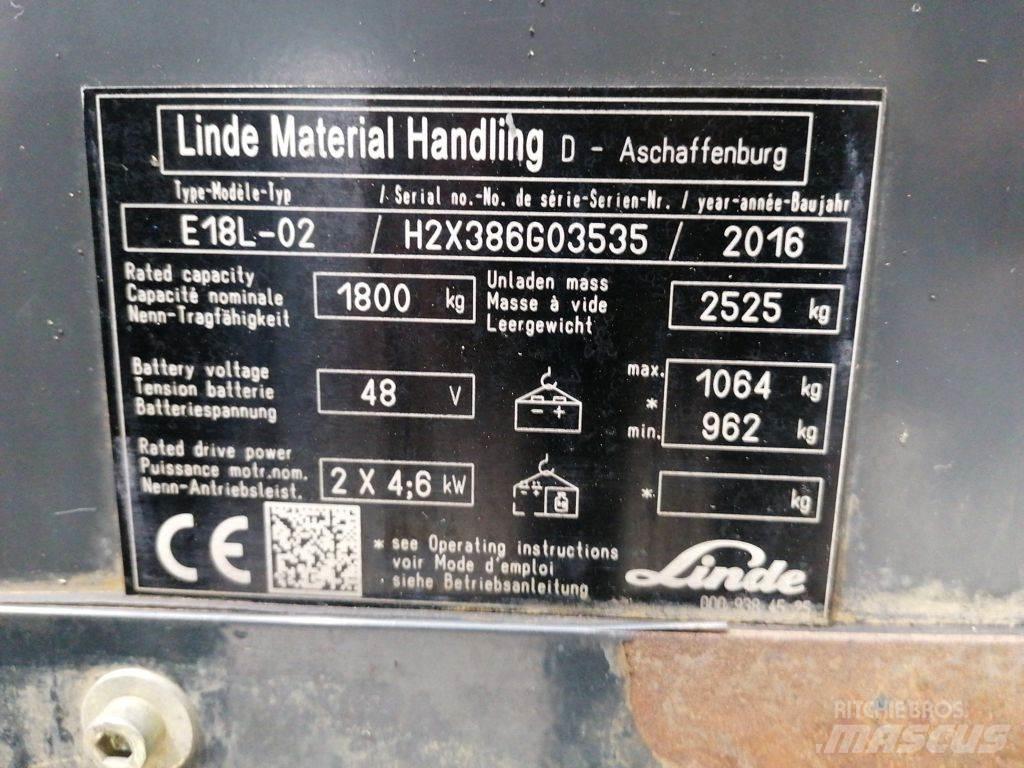 Linde E18L-02 Elektriniai šakiniai krautuvai