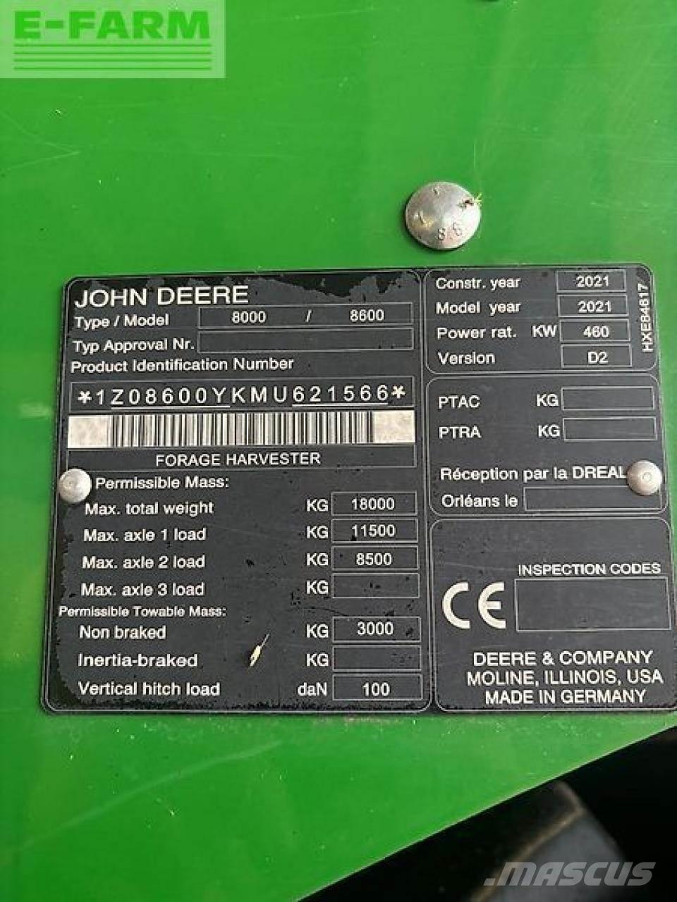 John Deere 8600 Pašarų ruošimo technika