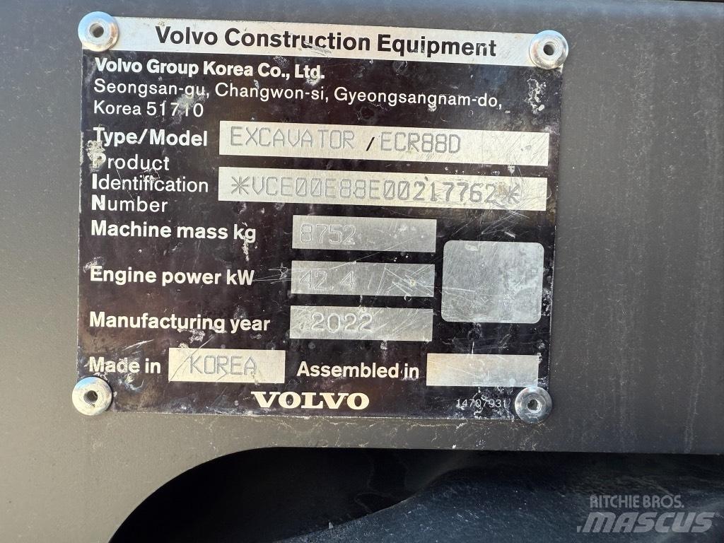 Volvo ECR88D Vidutinės galios ekskavatoriai 7-12 t