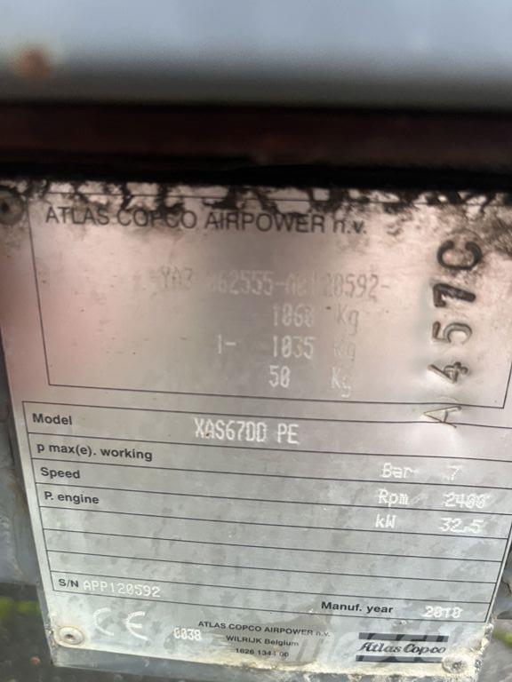 Atlas Copco XAS67 Kompresoriai