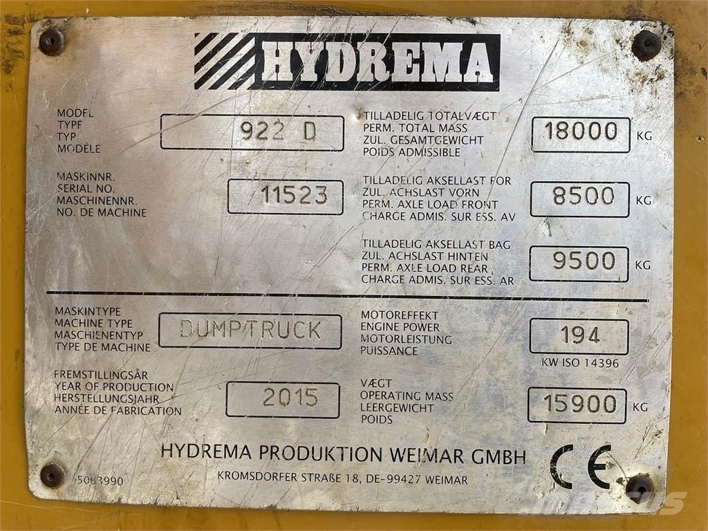Hydrema 922D Statybiniai savivarčiai sunkvežimiai