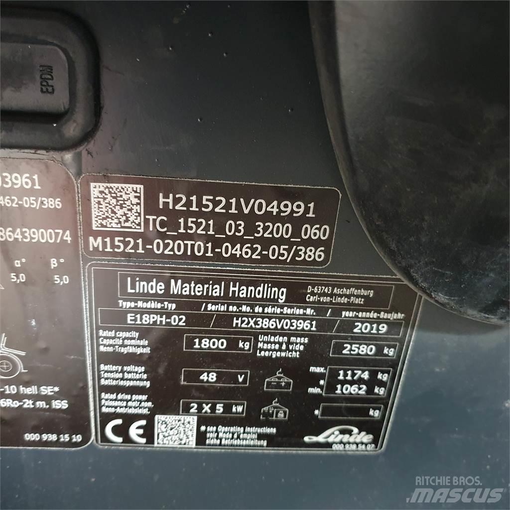 Linde E18PH Elektriniai šakiniai krautuvai