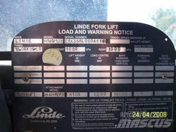 Linde H140/1200 Naudoti konteinerių krautuvai