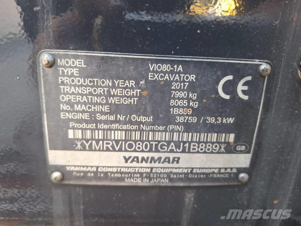 Yanmar Vio 80-1A Vidutinės galios ekskavatoriai 7-12 t