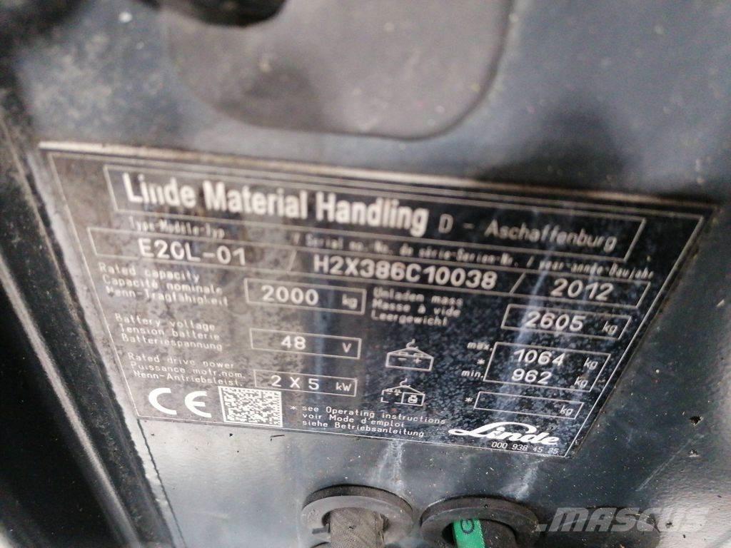 Linde E20L-01 Elektriniai šakiniai krautuvai