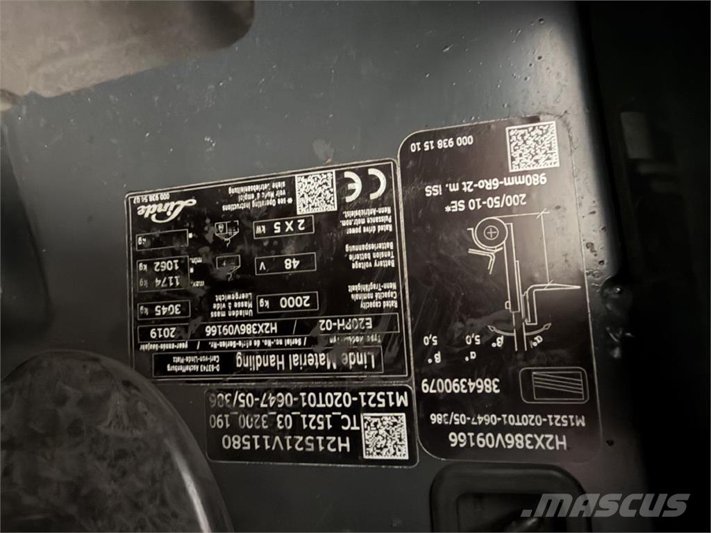 Linde E 20PH-02 Elektriniai šakiniai krautuvai