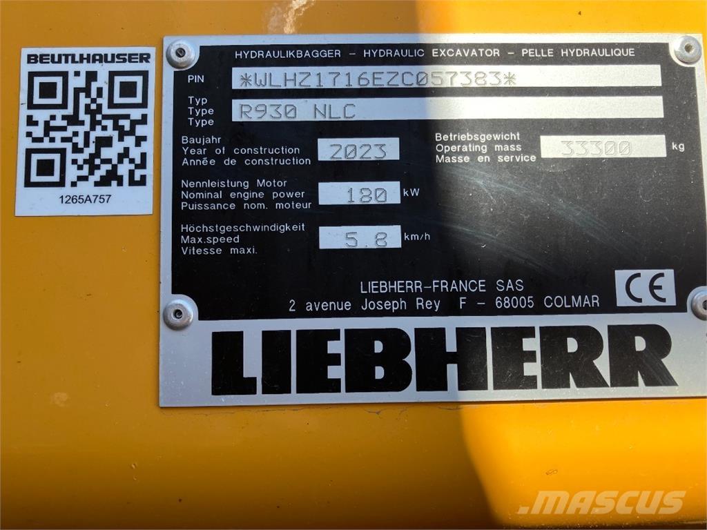 Liebherr R930 Vikšriniai ekskavatoriai