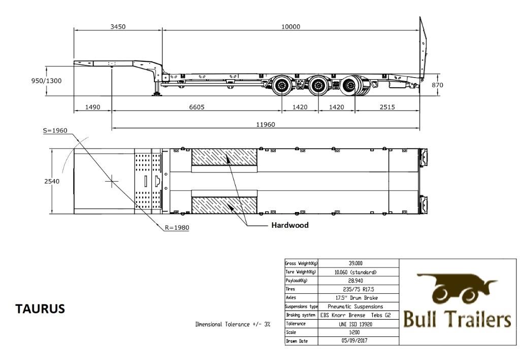 Bull Trailers Taurus Bortinių sunkvežimių priekabos su nuleidžiamais bortais