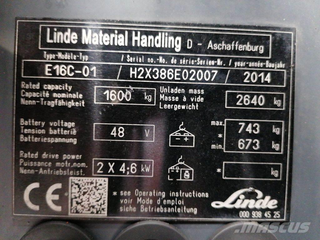 Linde E16C-01 Elektriniai šakiniai krautuvai