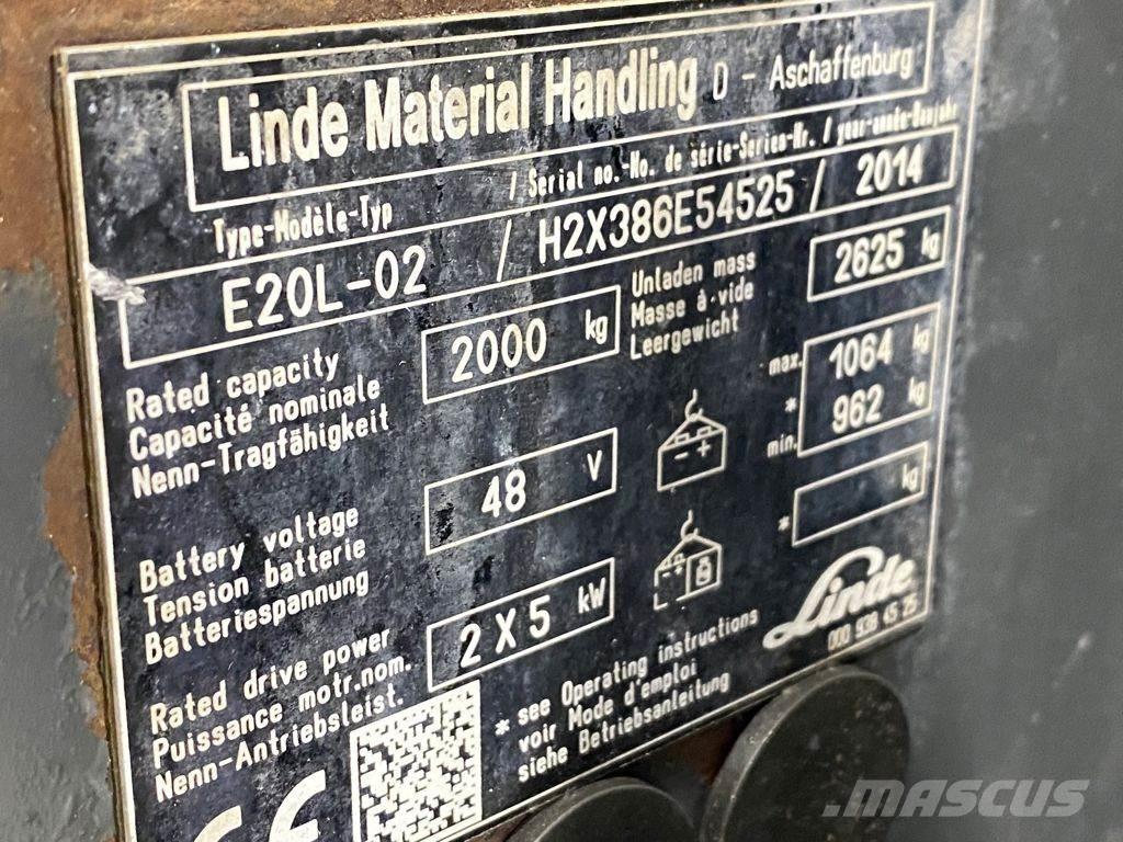 Linde E20L-02 Elektriniai šakiniai krautuvai