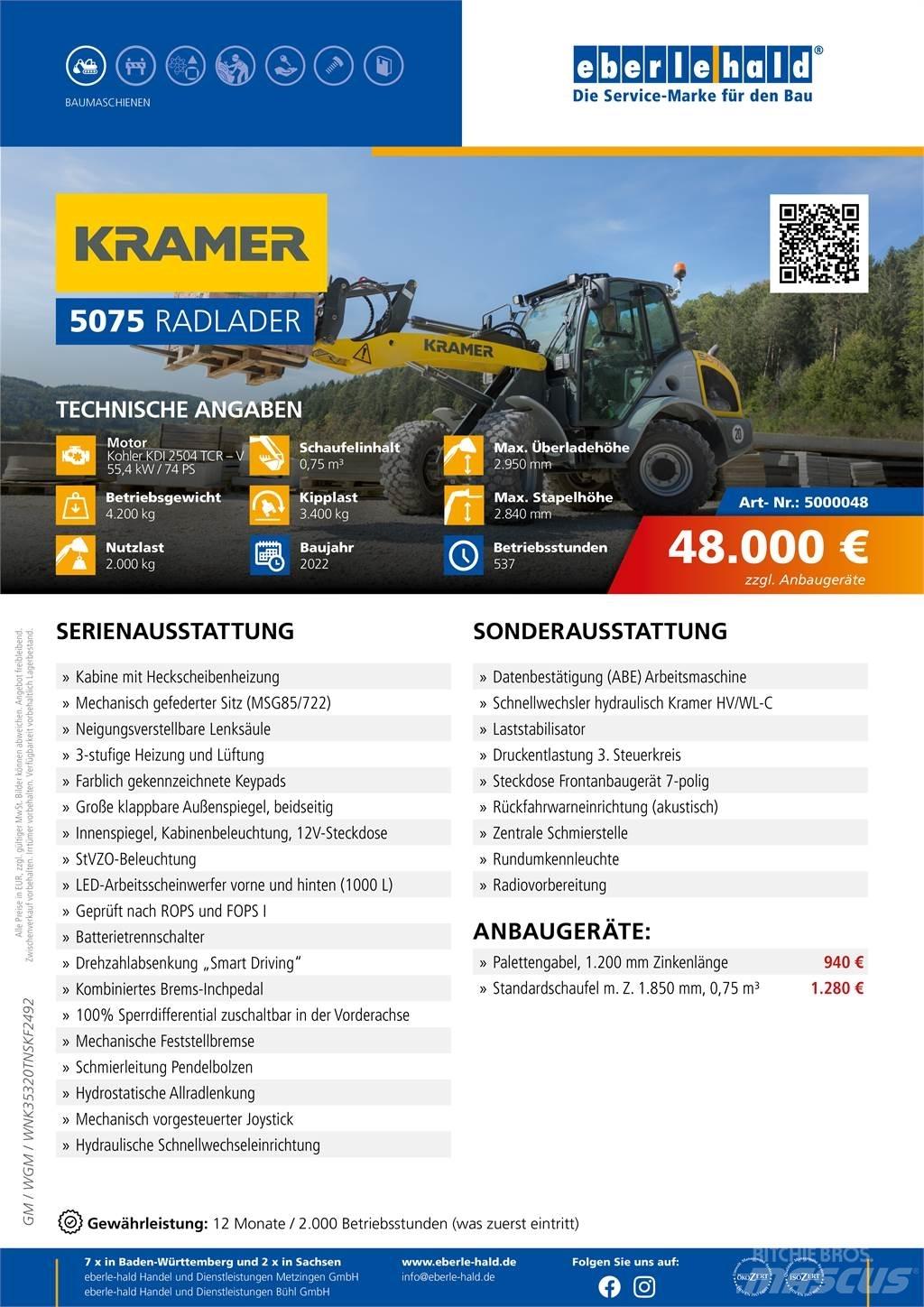 Kramer 5075 Naudoti ratiniai krautuvai