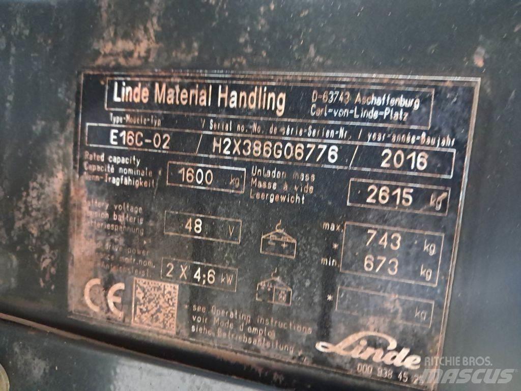Linde E16C-02 Elektriniai šakiniai krautuvai