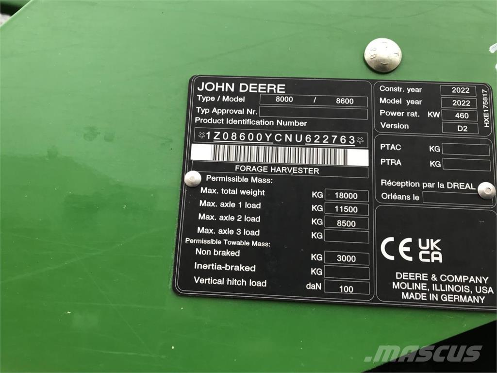 John Deere 8600 Pašarų ruošimo technika