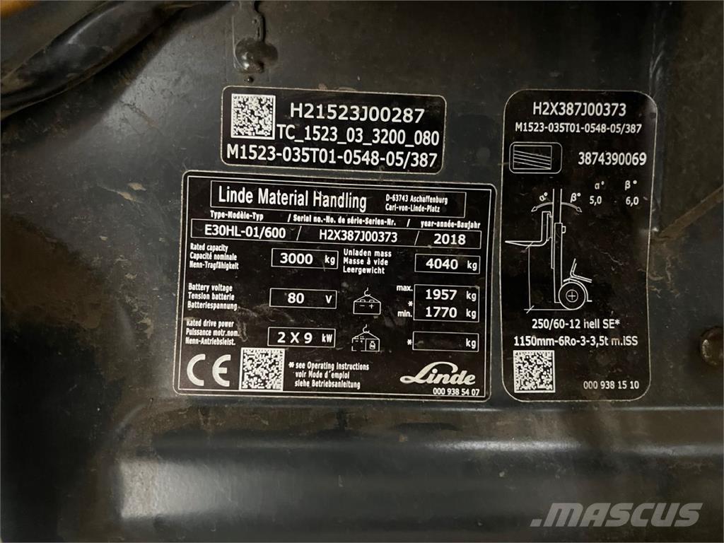 Linde E30/600HL Elektriniai šakiniai krautuvai