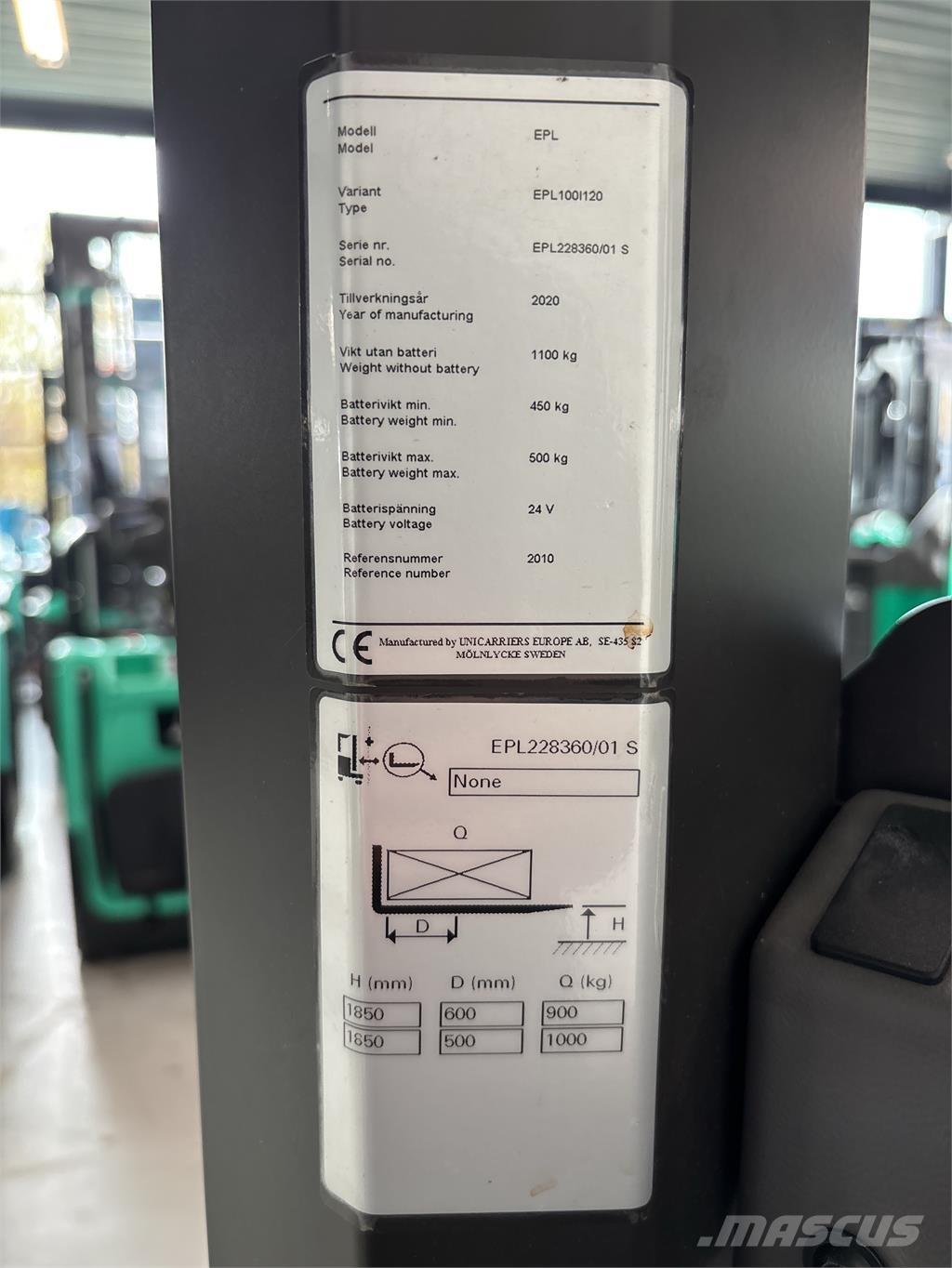 UniCarriers EPL100 Mažų aukščių užsakytų prekių krautuvai