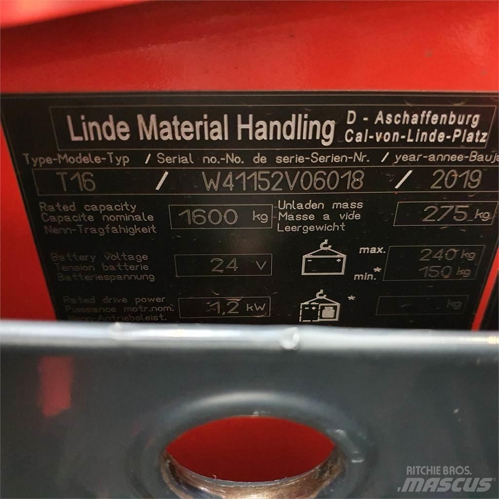 Linde T16 Li-Ion Mažų aukščių keltuvai