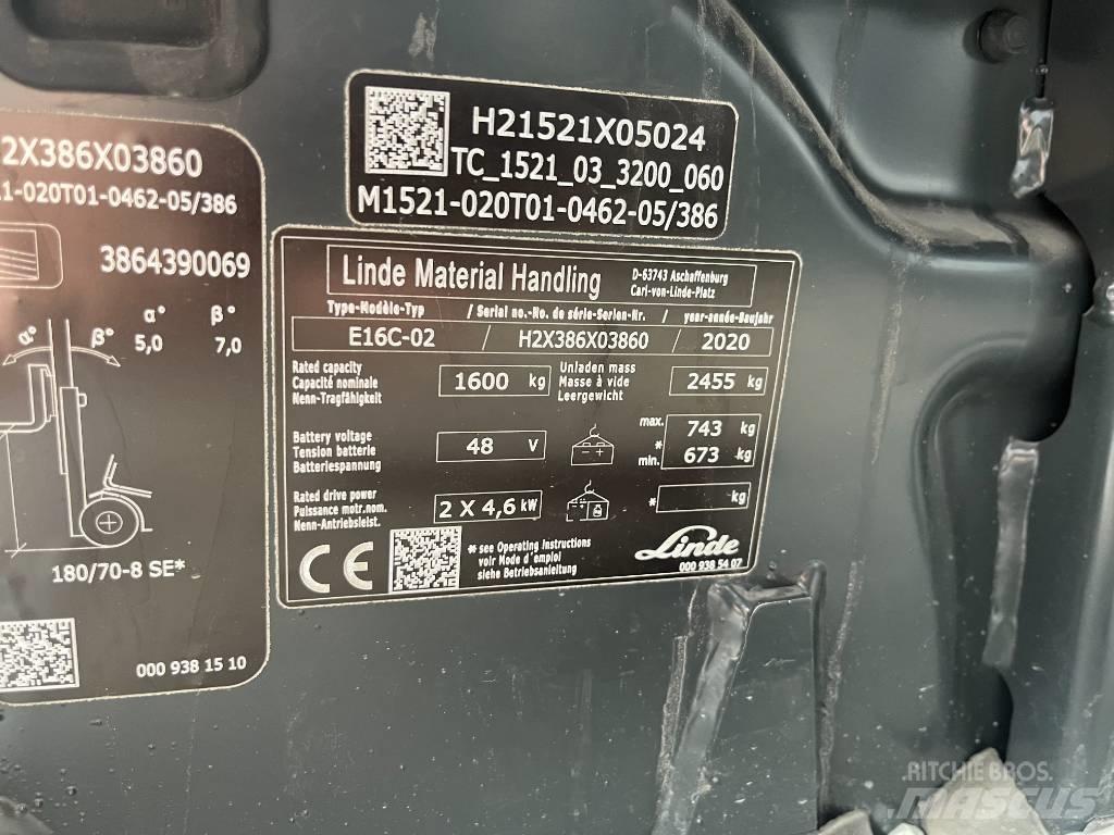 Linde E 16 C-02 Elektriniai šakiniai krautuvai