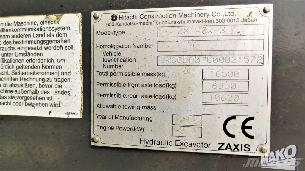 Hitachi ZX 140 W-3 Ratiniai ekskavatoriai