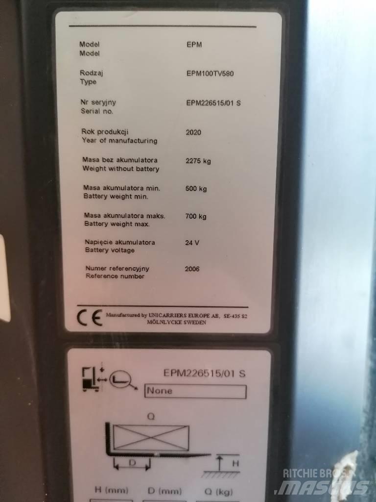 UniCarriers EPM100 Didelių aukščių keltuvai-krautuvai