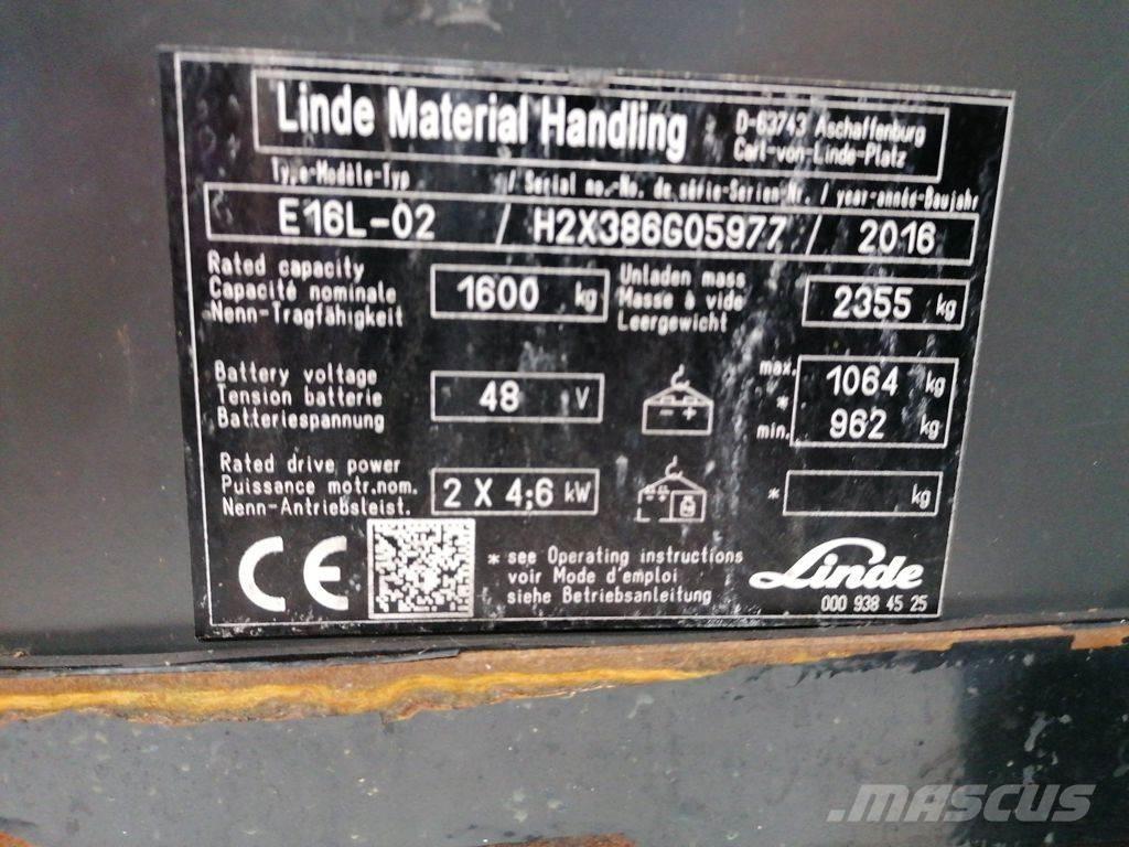 Linde E16L-02 Elektriniai šakiniai krautuvai
