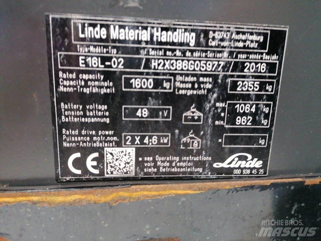 Linde E16L-02 Elektriniai šakiniai krautuvai