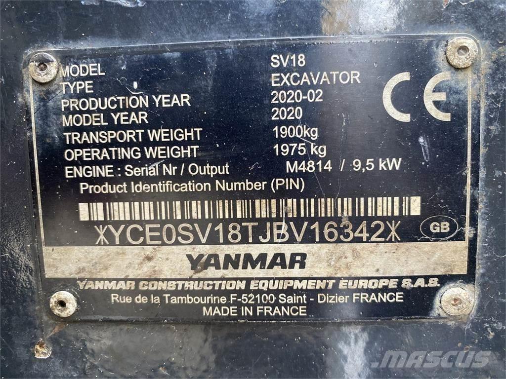 Yanmar SV18 Ratiniai ekskavatoriai