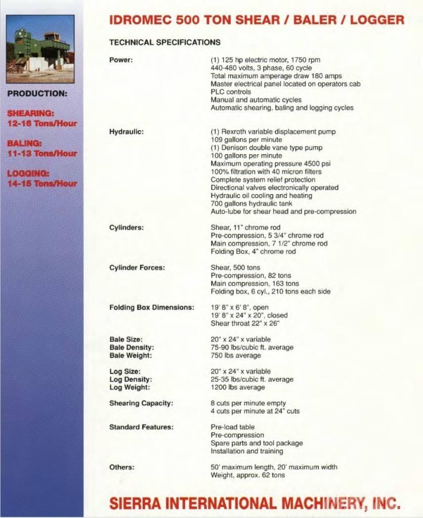  Sierra T500 Pramoniniai presai