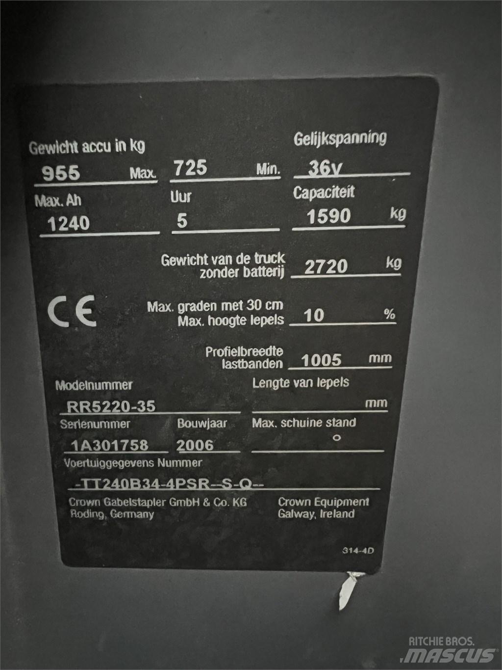 Crown RR 5220-35 Elektriniai šakiniai krautuvai
