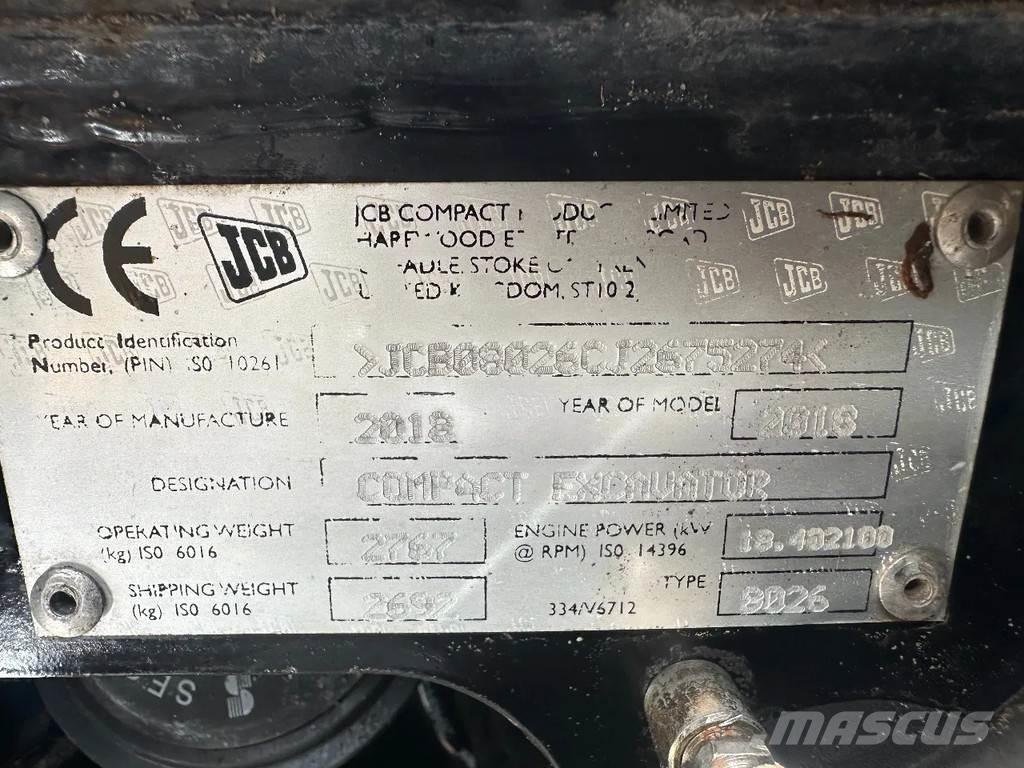 JCB 8026 Mini ekskavatoriai < 7 t