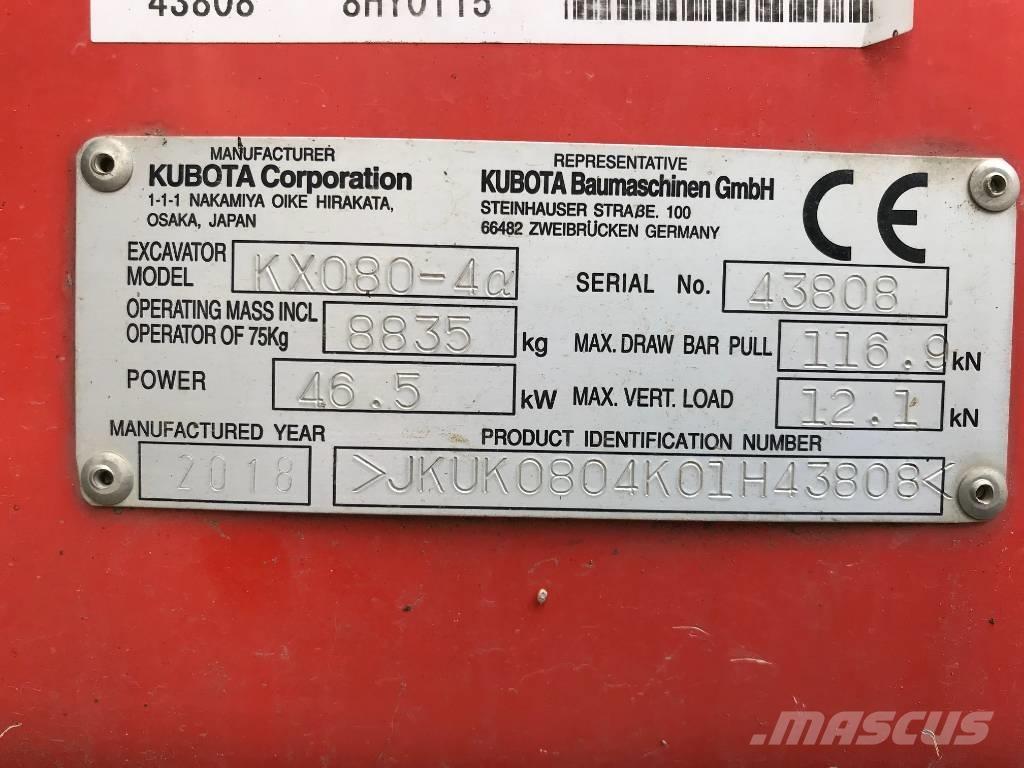 Kubota KX 080-4 Vidutinės galios ekskavatoriai 7-12 t