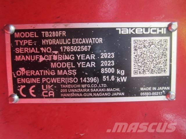 Takeuchi TB 280 FR Vidutinės galios ekskavatoriai 7-12 t