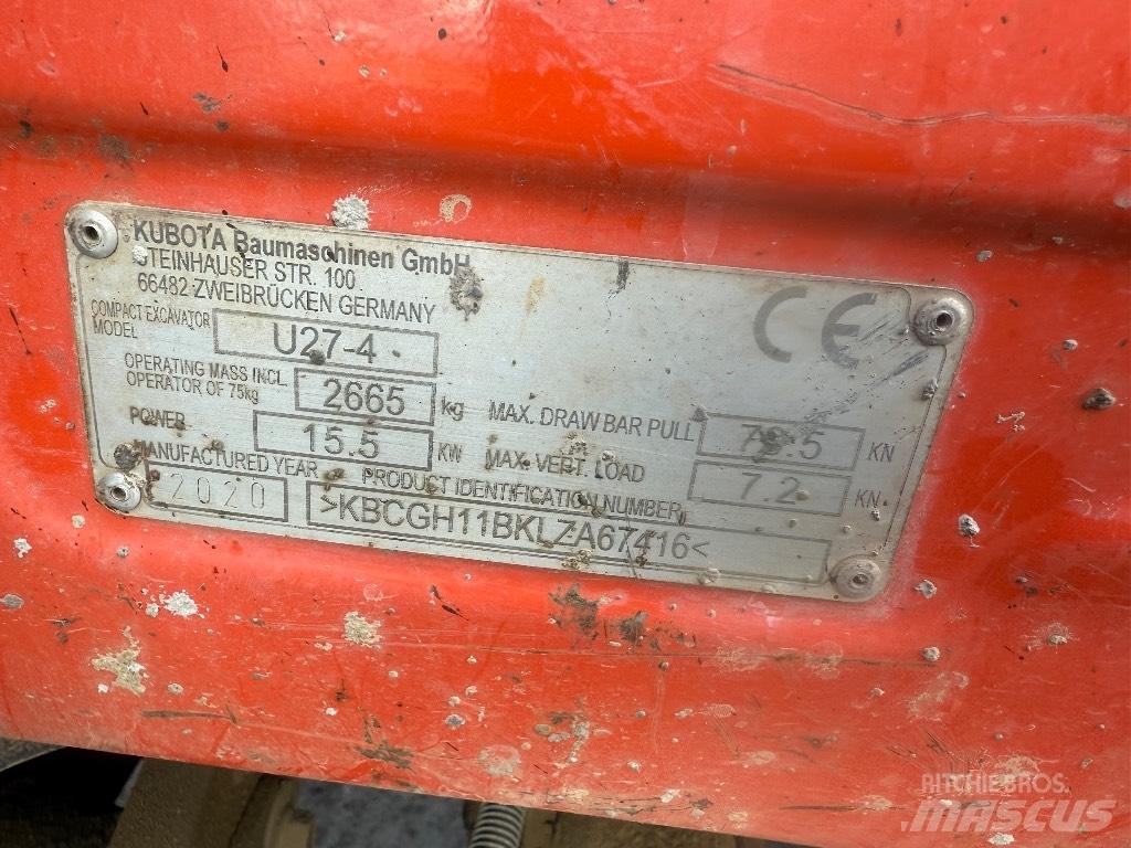 Kubota U 27-4 Mini ekskavatoriai < 7 t