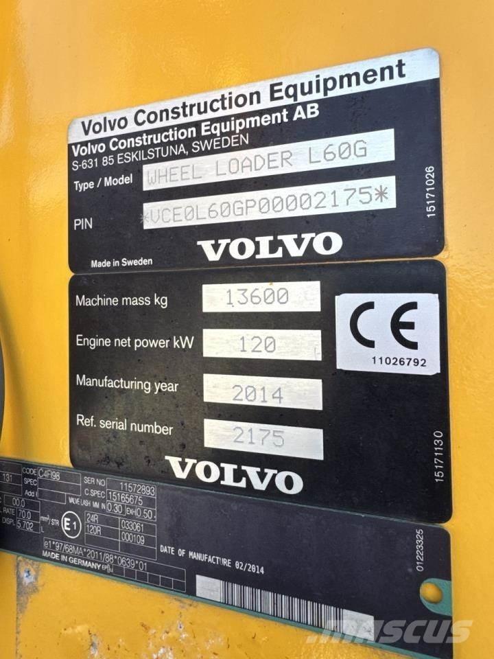 Volvo L60G Naudoti ratiniai krautuvai