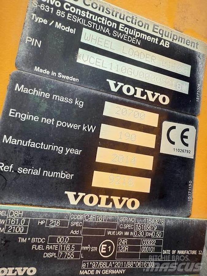 Volvo L110G Naudoti ratiniai krautuvai