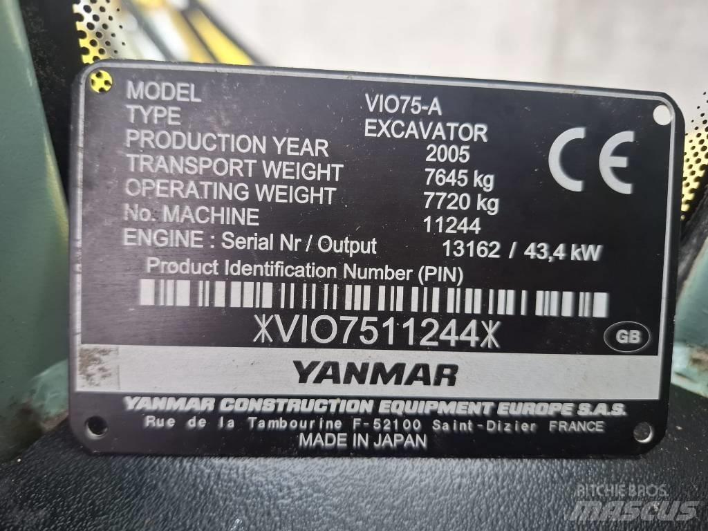 Yanmar Vio 75 A Vidutinės galios ekskavatoriai 7-12 t