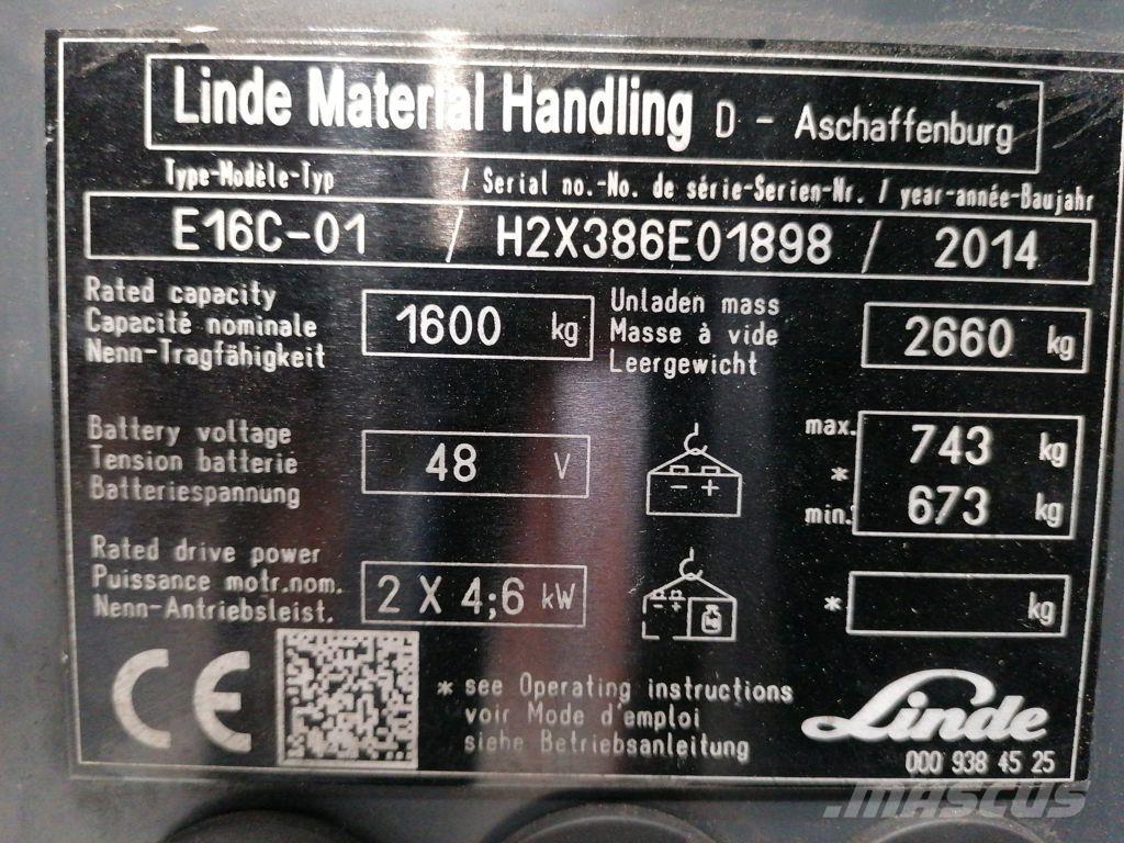 Linde E16C-01 Elektriniai šakiniai krautuvai