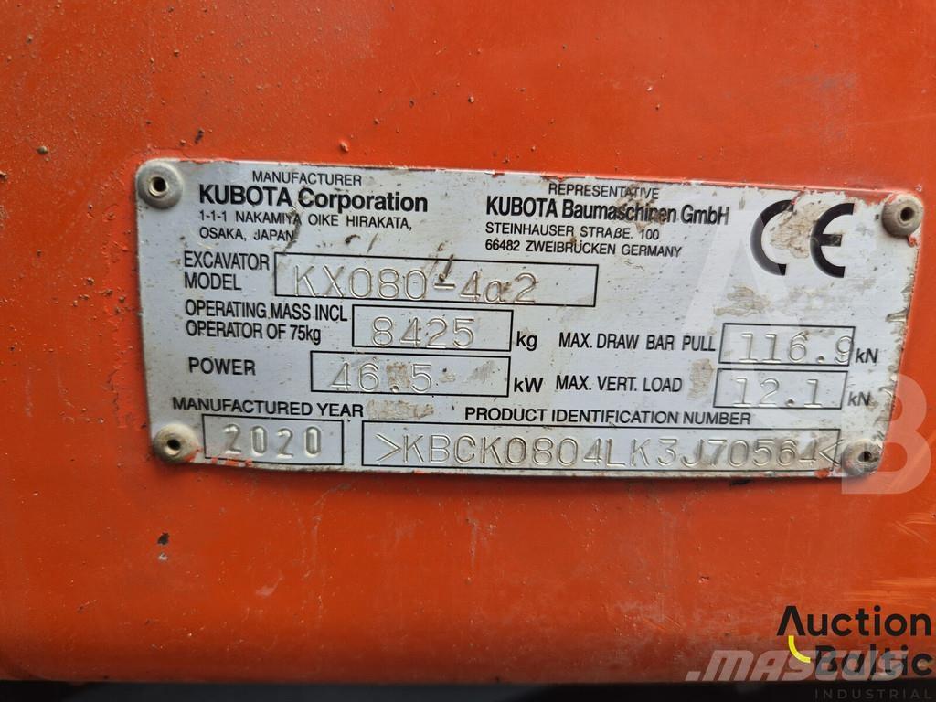 Kubota KX080-4a2 Vidutinės galios ekskavatoriai 7-12 t