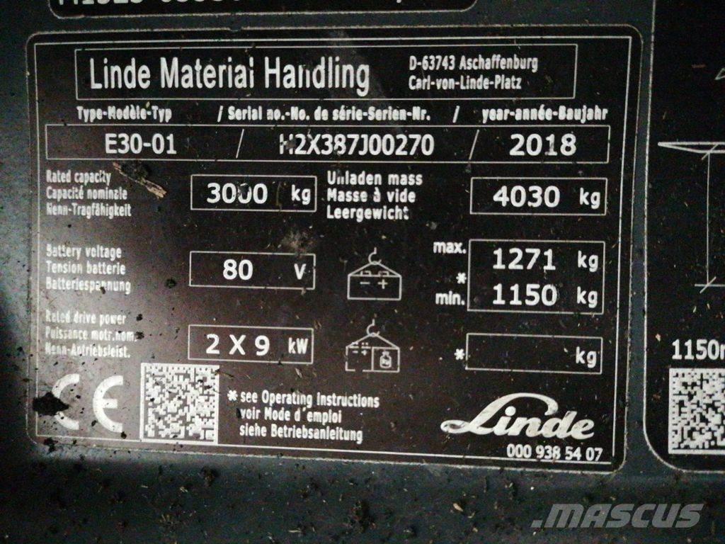 Linde E30-01 Elektriniai šakiniai krautuvai
