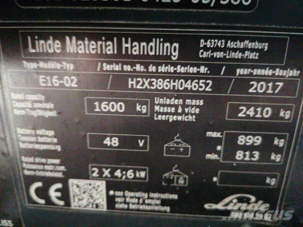 Linde E16-02 Elektriniai šakiniai krautuvai