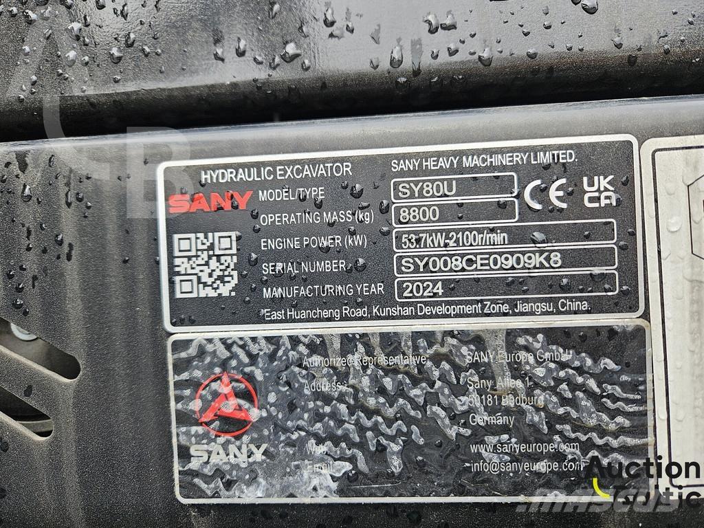 Sany SY80U Vidutinės galios ekskavatoriai 7-12 t