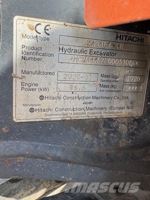 Hitachi ZX 26 U-6 CR Mini ekskavatoriai < 7 t