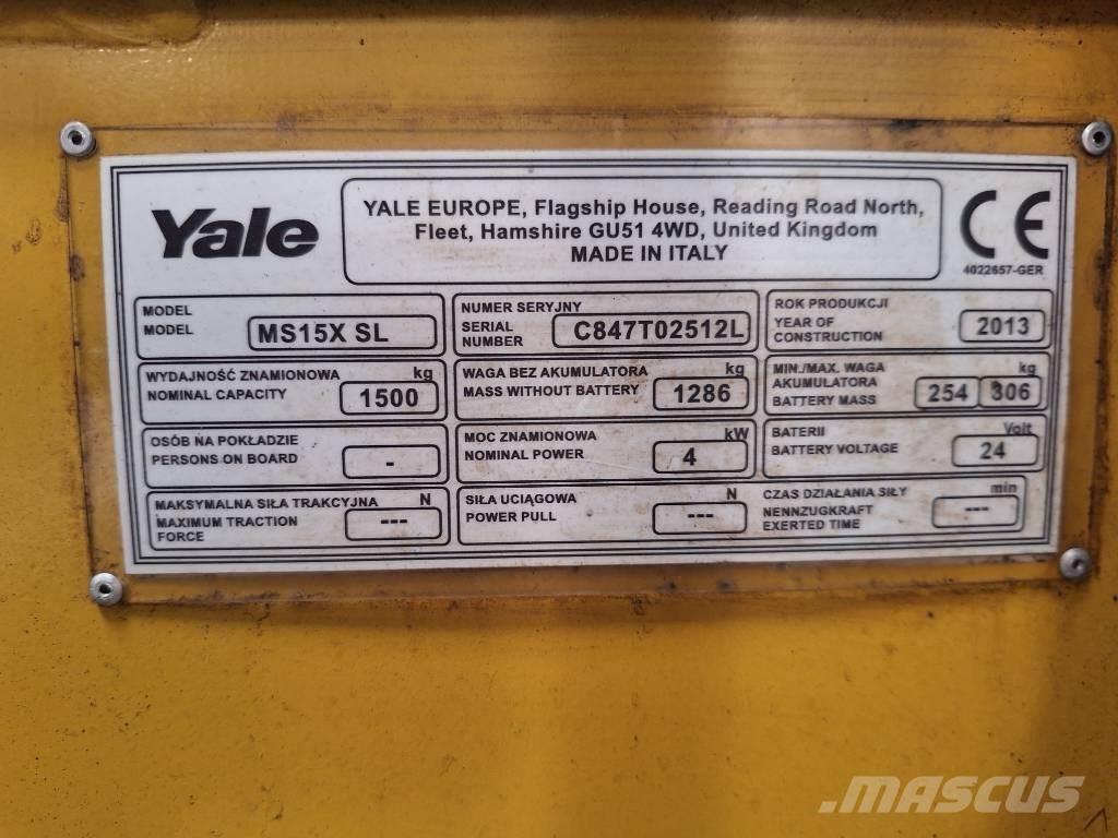 Yale MS 15x IL Šakiniai krautuvai - Kita