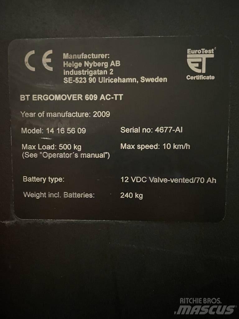 BT 609 AC TT Mažų aukščių užsakytų prekių krautuvai