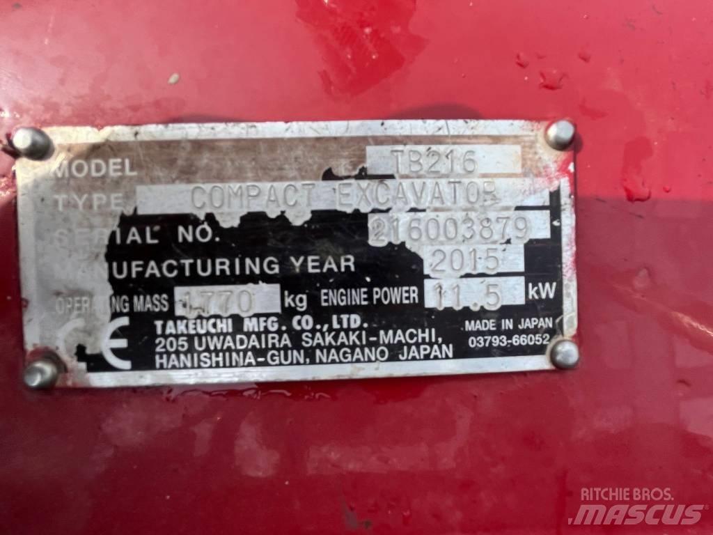 Takeuchi TB 216 Mini ekskavatoriai < 7 t
